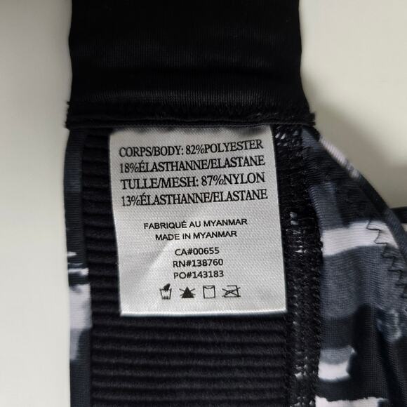 Hyba Black White Gray Sports Bra with Mesh Accents size Medium - Picture 10 of 11